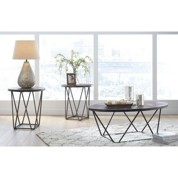 Contemporary Round Occasional Table Group With Metal Legs  |  Occasional Table Sets Living Room Occasional Table Sets