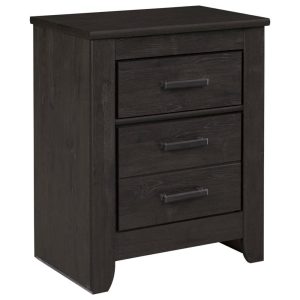 Contemporary Two Drawer Night Stand In Charcoal Finish  |  Nightstands Bedroom Nightstands