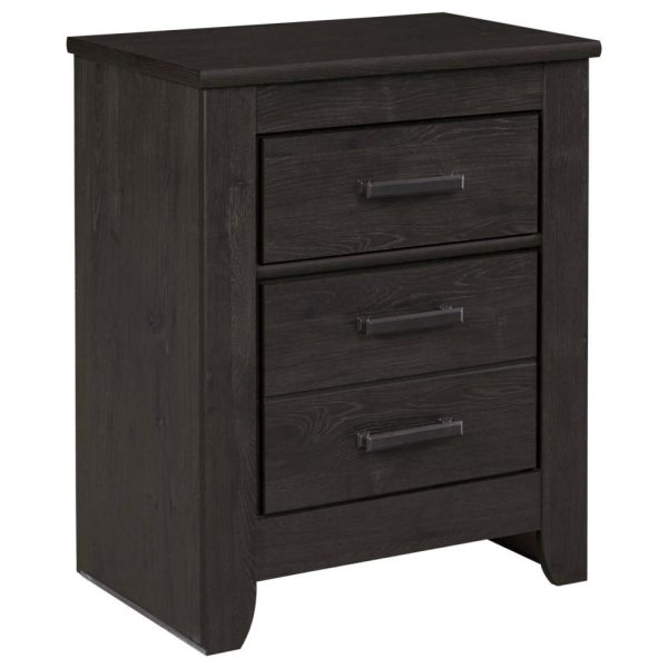 Contemporary Two Drawer Night Stand In Charcoal Finish  |  Nightstands Bedroom Nightstands