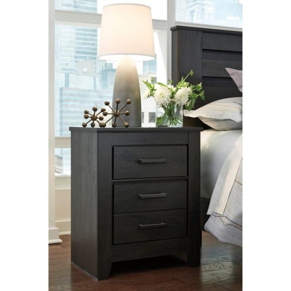 Contemporary Two Drawer Night Stand In Charcoal Finish  |  Nightstands Bedroom Nightstands