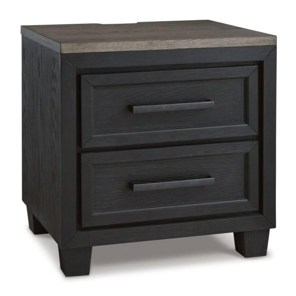 Contemporary Two-Tone 2-Drawer Nightstand With Usb And Power Outlets  |  Nightstands Bedroom Nightstands