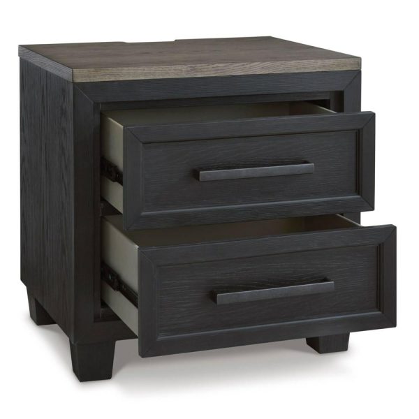 Contemporary Two-Tone 2-Drawer Nightstand With Usb And Power Outlets  |  Nightstands Bedroom Nightstands