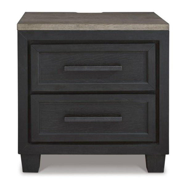 Contemporary Two-Tone 2-Drawer Nightstand With Usb And Power Outlets  |  Nightstands Bedroom Nightstands