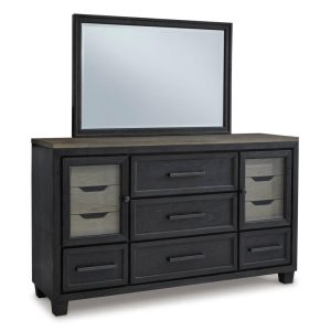 Contemporary Two-Tone Dresser And Mirror Set  |  Mirrored Dressers Bedroom Mirrored Dressers