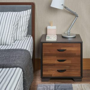 Contemporary Two-Toned Nightstand With Metal Drawer Handles  |  Nightstands Bedroom Nightstands