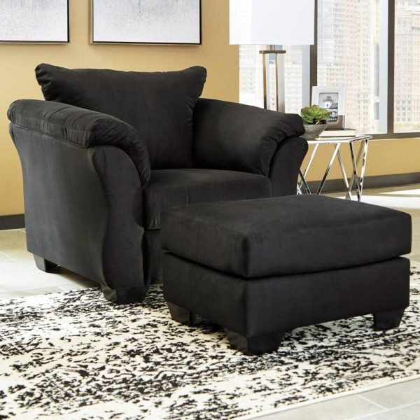 Contemporary Upholstered Chair And Ottoman With Tapered Legs  |  Living Room Chairs Living Room Living Room Chairs