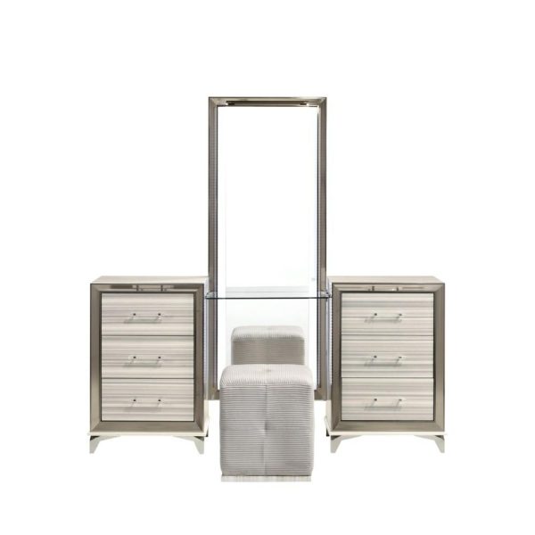 Contemporary White Vanity Set With Storage  |  Makeup Vanities Bedroom Makeup Vanities