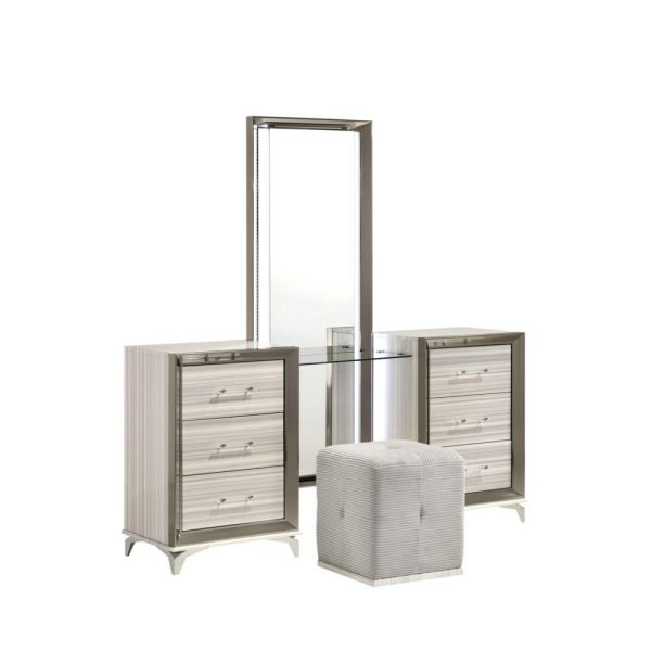 Contemporary White Vanity Set With Storage  |  Makeup Vanities Bedroom Makeup Vanities