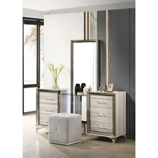 Contemporary White Vanity Set With Storage  |  Makeup Vanities Bedroom Makeup Vanities