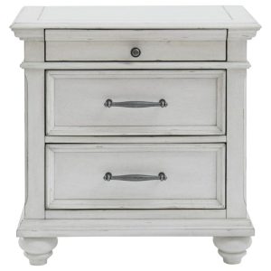 Cottage 3-Drawer Nightstand With Distressed Finish  |  Nightstands Bedroom Nightstands