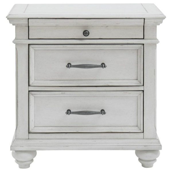 Cottage 3-Drawer Nightstand With Distressed Finish  |  Nightstands Bedroom Nightstands