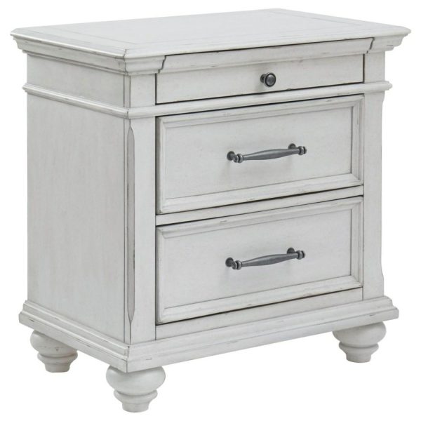 Cottage 3-Drawer Nightstand With Distressed Finish  |  Nightstands Bedroom Nightstands