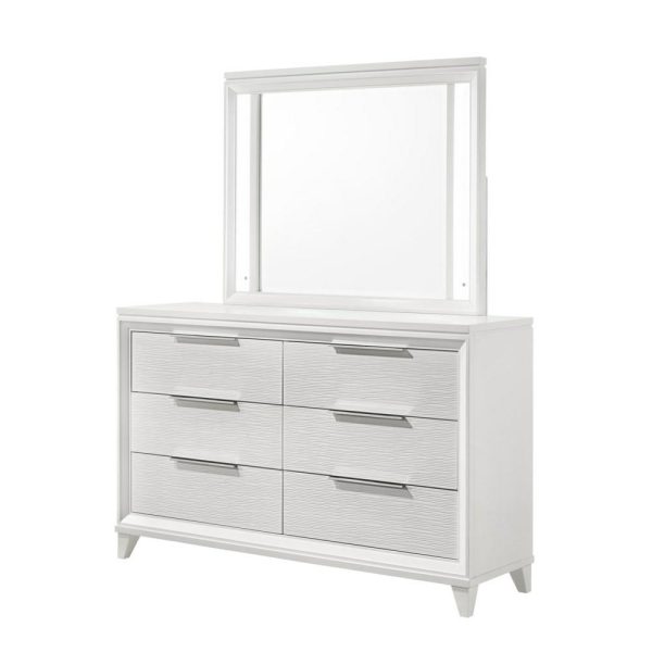 Cressida Contemporary 6-Drawer Dresser And Mirror Set  |  Mirrored Dressers Bedroom Mirrored Dressers