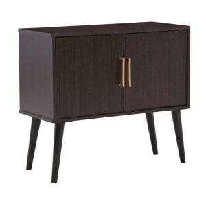 Dark Brown Accent Cabinet With Goldtone Door Pulls  |  Accent Cabinets Accent Cabinets Accent Cabinets