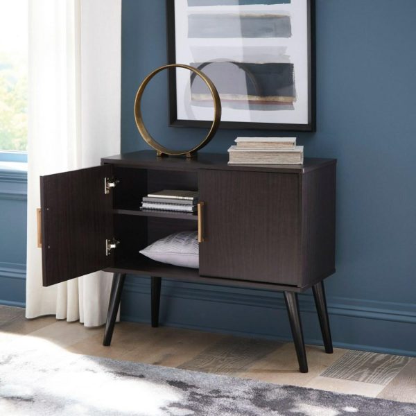 Dark Brown Accent Cabinet With Goldtone Door Pulls  |  Accent Cabinets Accent Cabinets Accent Cabinets