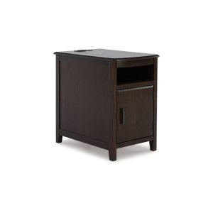 Dark Brown Chairside End Table With Pull-Out Tray  |  End & Side Tables End & Side Tables End & Side Tables