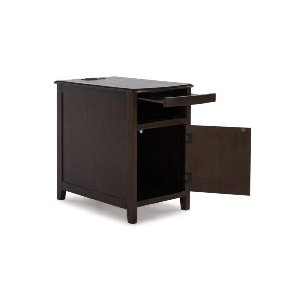 Dark Brown Chairside End Table With Pull-Out Tray  |  End & Side Tables End & Side Tables End & Side Tables