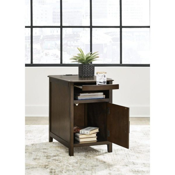 Dark Brown Chairside End Table With Pull-Out Tray  |  End & Side Tables End & Side Tables End & Side Tables