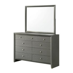 Denker Contemporary Dresser And Mirror  |  Mirrored Dressers Bedroom Mirrored Dressers