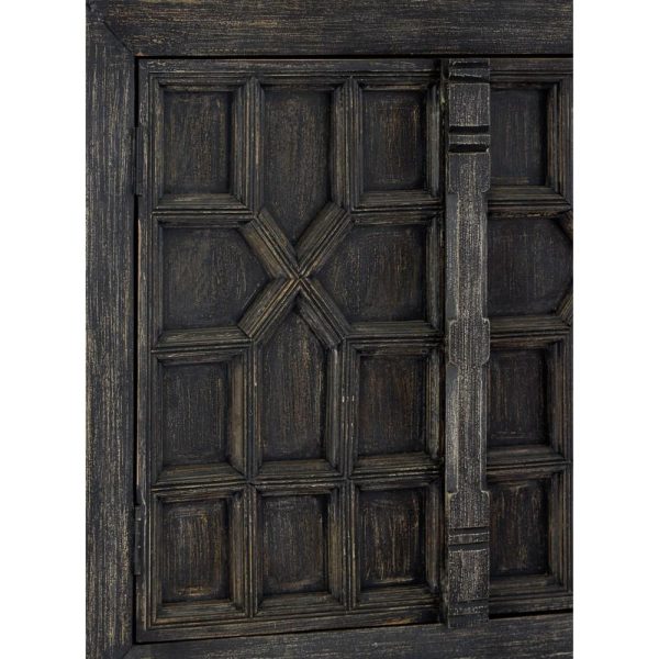 Distressed Black Finish Accent Cabinet With Patterned Doors  |  Accent Cabinets Accent Cabinets Accent Cabinets