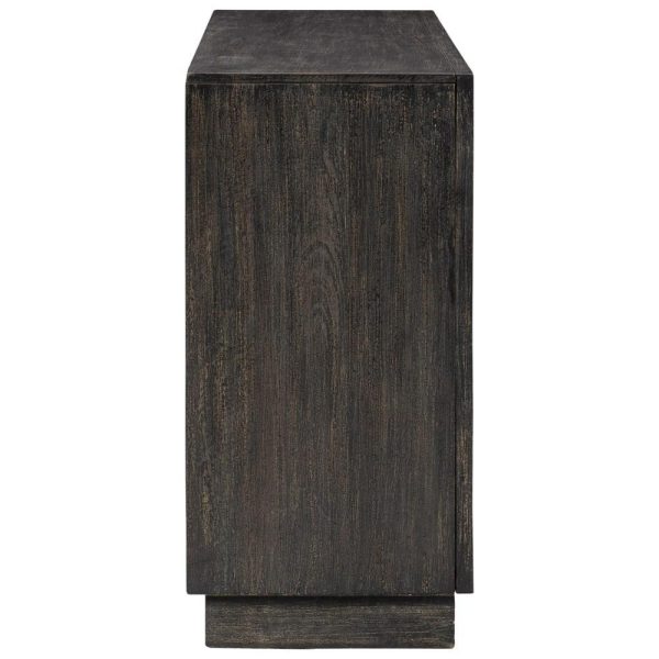 Distressed Black Finish Accent Cabinet With Patterned Doors  |  Accent Cabinets Accent Cabinets Accent Cabinets