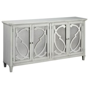 Door Accent Cabinet In Antique White Finish With Mirror Doors  |  Accent Cabinets Accent Cabinets Accent Cabinets