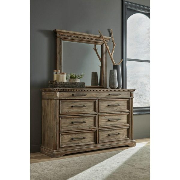 Dresser And Mirror With Dentil Molding  |  Mirrored Dressers Bedroom Mirrored Dressers