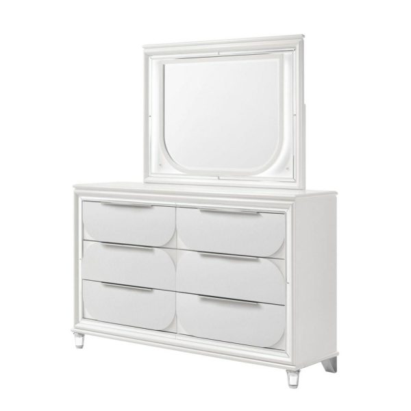 Eden Contemporary 6-Drawer Dresser & Mirror  |  Mirrored Dressers Bedroom Mirrored Dressers