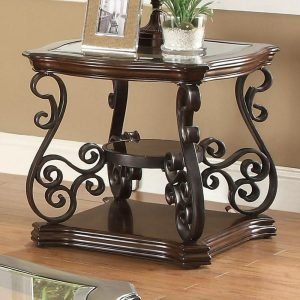 End Table With Tempered Glass Top & Ornate Metal Scrollwork  |  End & Side Tables End & Side Tables End & Side Tables