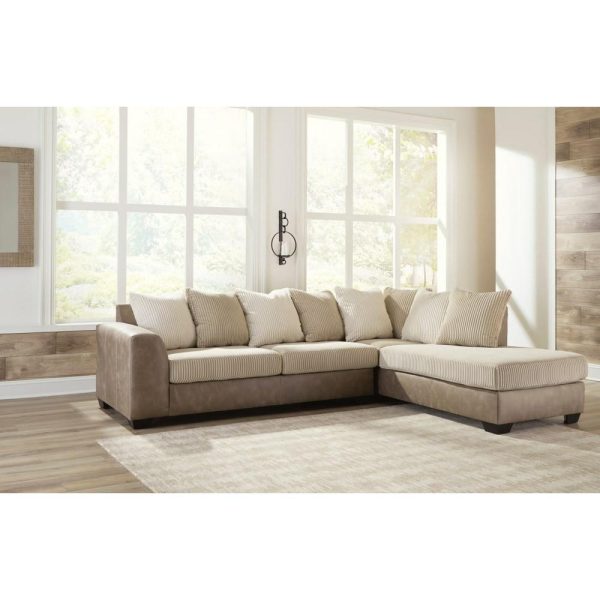 Fabric/Faux Leather 2-Piece Sectional With Chaise  |  Sectional Sofas Living Room Sectional Sofas