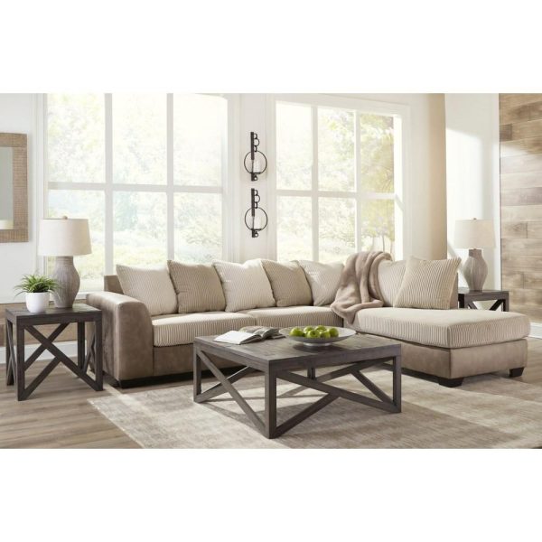 Fabric/Faux Leather 2-Piece Sectional With Chaise  |  Sectional Sofas Living Room Sectional Sofas