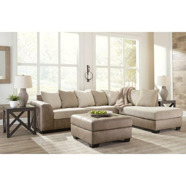 Fabric/Faux Leather 2-Piece Sectional With Chaise  |  Sectional Sofas Living Room Sectional Sofas