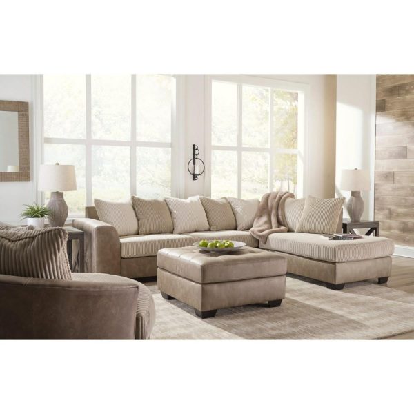 Fabric/Faux Leather 2-Piece Sectional With Chaise  |  Sectional Sofas Living Room Sectional Sofas