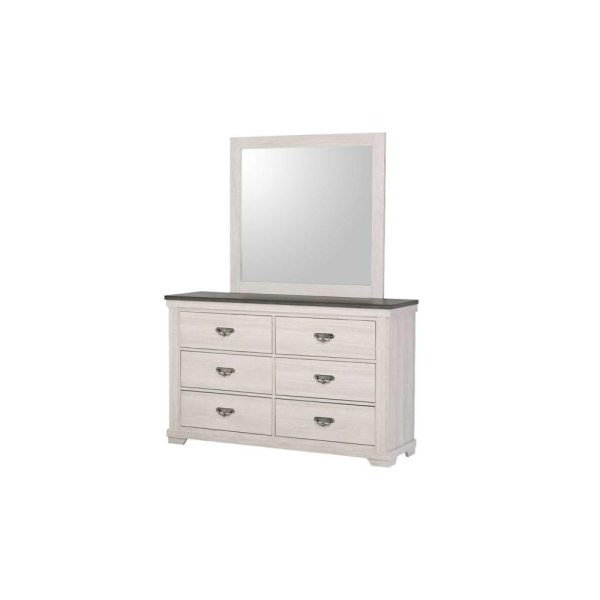 Farmhouse 6-Drawer Dresser & Mirror Set  |  Mirrored Dressers Bedroom Mirrored Dressers