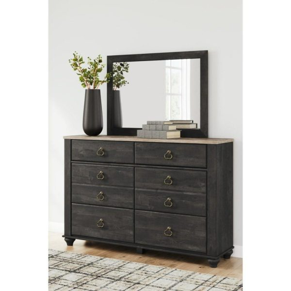 Farmhouse 6-Drawer Dresser With Mirror  |  Mirrored Dressers Bedroom Mirrored Dressers