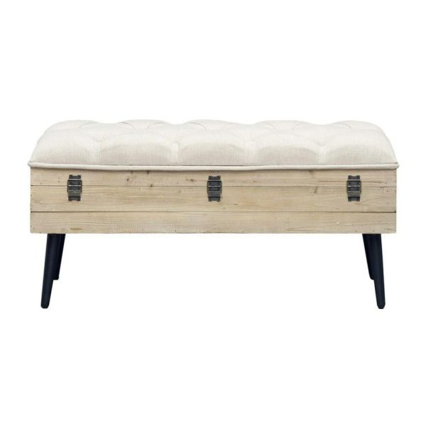 Farmhouse Storage Bench With Locking Hardware And Tufted Seat  |  Benches Benches Benches