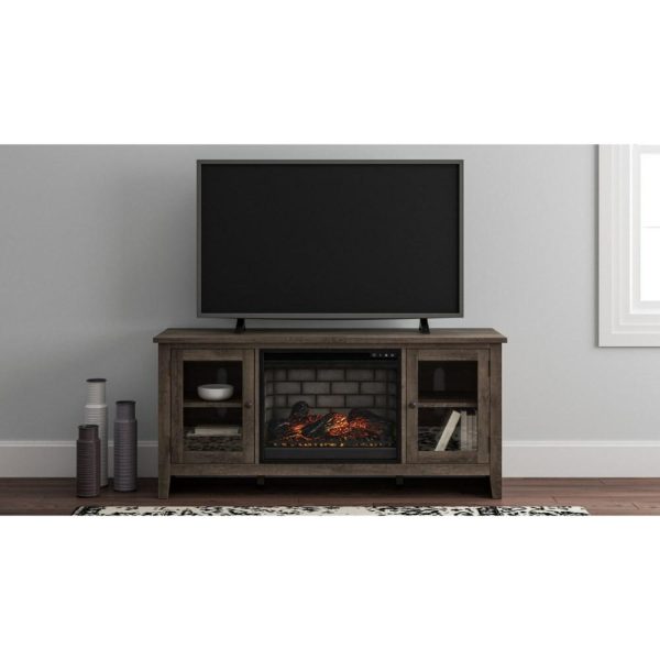 Farmhouse Style Large Tv Stand W/ Fireplace Insert And Glass Doors  |  Tv Stands Living Room Tv Stands