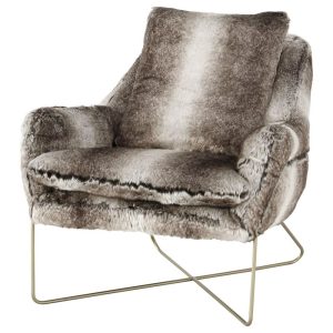 Faux Fur Accent Chair With Gold Finished X Base  |  Living Room Chairs Living Room Living Room Chairs