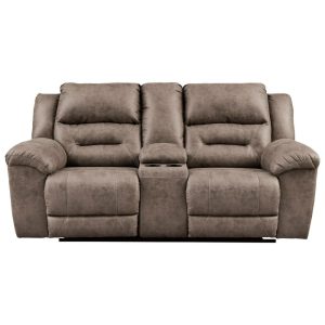 Faux Leather Double Reclining Power Loveseat W/ Console  |  Reclining Loveseats Living Room Reclining Loveseats