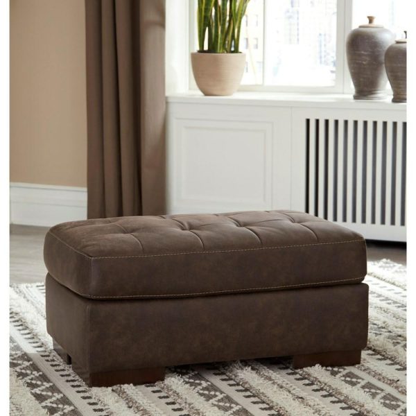 Faux Leather Ottoman With Tufted Top  |  Ottomans Living Room Ottomans