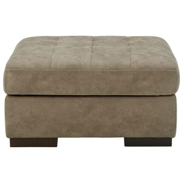 Faux Leather Oversized Accent Ottoman With Tufted Top  |  Ottomans Living Room Ottomans