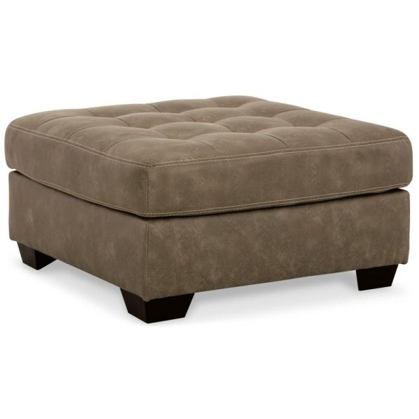 Faux Leather Oversized Accent Ottoman With Tufted Top  |  Ottomans Living Room Ottomans