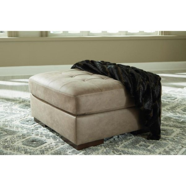 Faux Leather Oversized Accent Ottoman With Tufted Top  |  Ottomans Living Room Ottomans