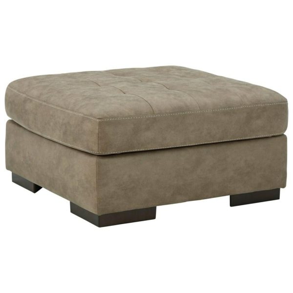 Faux Leather Oversized Accent Ottoman With Tufted Top  |  Ottomans Living Room Ottomans