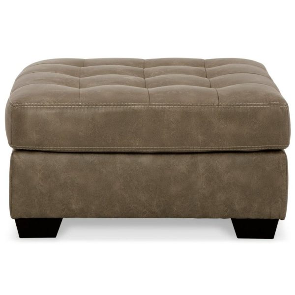 Faux Leather Oversized Accent Ottoman With Tufted Top  |  Ottomans Living Room Ottomans