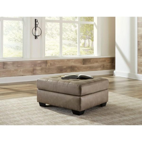 Faux Leather Oversized Accent Ottoman With Tufted Top  |  Ottomans Living Room Ottomans