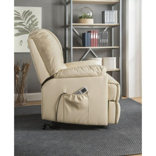 Faux Leather Power Lift Chair With Massage  |  Lift Chairs Lift Chairs Ixora Beige 5928 Beige