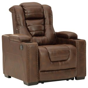 Faux Leather Power Recliner With Adjustable Headrest  |  Recliners Living Room Recliners