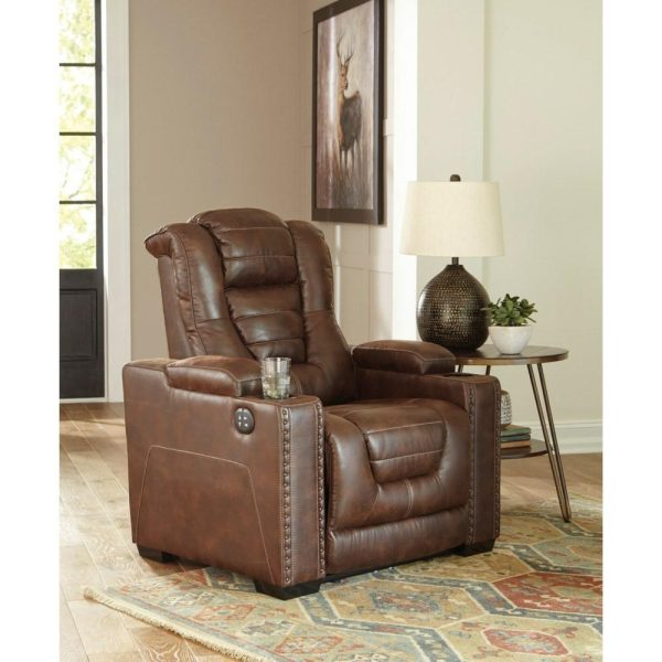 Faux Leather Power Recliner With Adjustable Headrest  |  Recliners Living Room Recliners