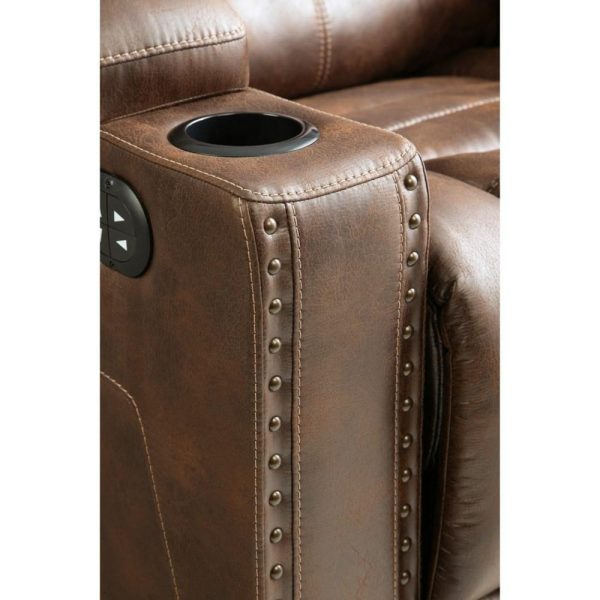 Faux Leather Power Reclining Sofa W/ Adjustable Headrests  |  Sofas Living Room Sofas